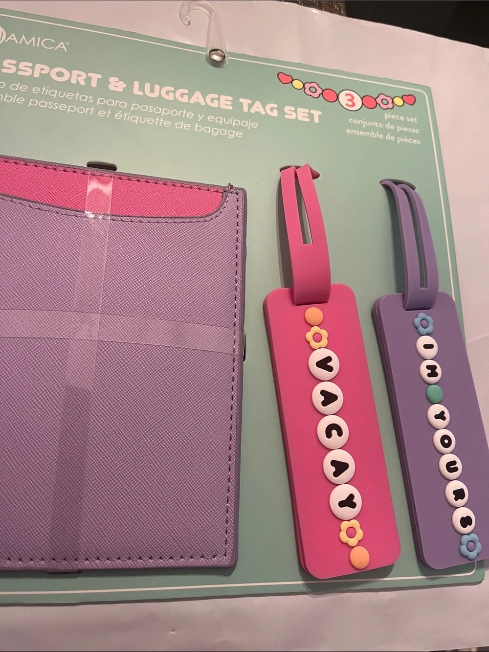 Kids Passport & Luggage Tag Set - Pink & Purple